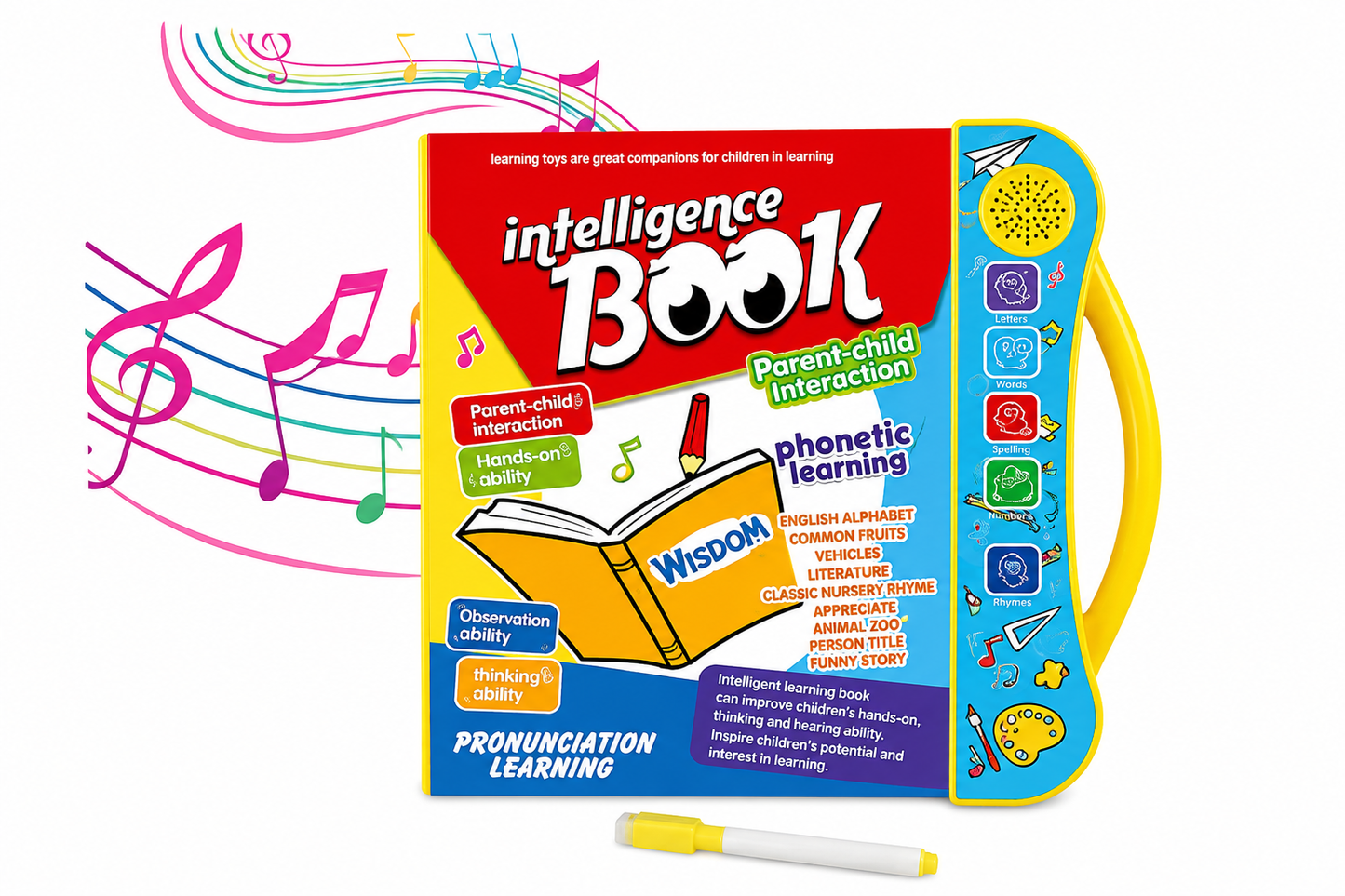 LALLAFY Interactive E-Book for Kids | Talking Learning Book with Voice & Touch Sensor | Educational Toy for 2–5 Years (Pen Included)