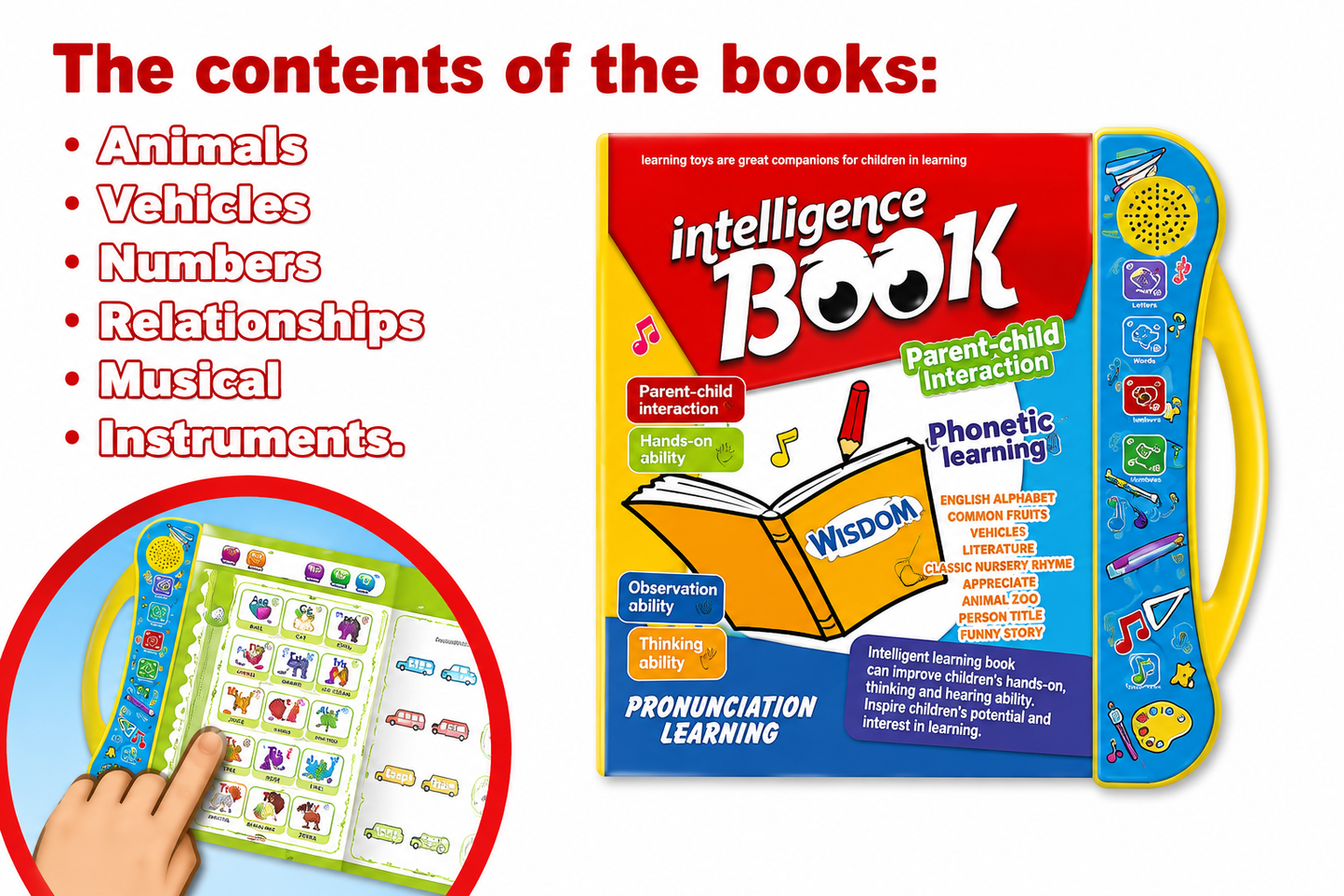 LALLAFY Interactive E-Book for Kids | Talking Learning Book with Voice & Touch Sensor | Educational Toy for 2–5 Years (Pen Included)