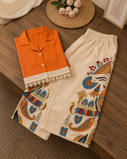 Women Orange Co-Ord Set