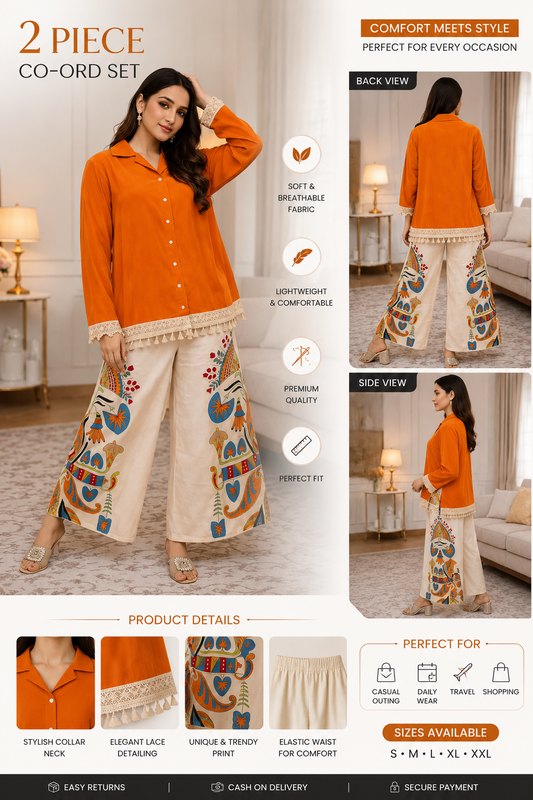 Women Orange Co-Ord Set